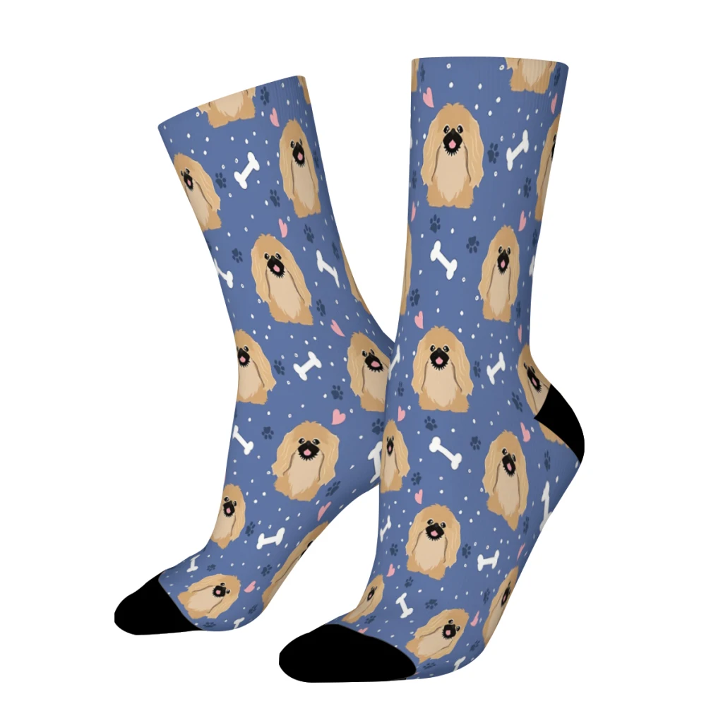 Прямые носки с изображением милого палевого пекинеса Пеке Мужские Женские Летние чулки из полиэстера 0
