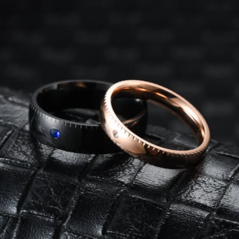 Meetvii, модные кольца для влюбленных из нержавеющей стали, Розово-черные Кольца для женщин, мужчин, пары, кольца с кристаллами CZ, Ювелирные изделия элитного бренда, Свадебный подарок 2