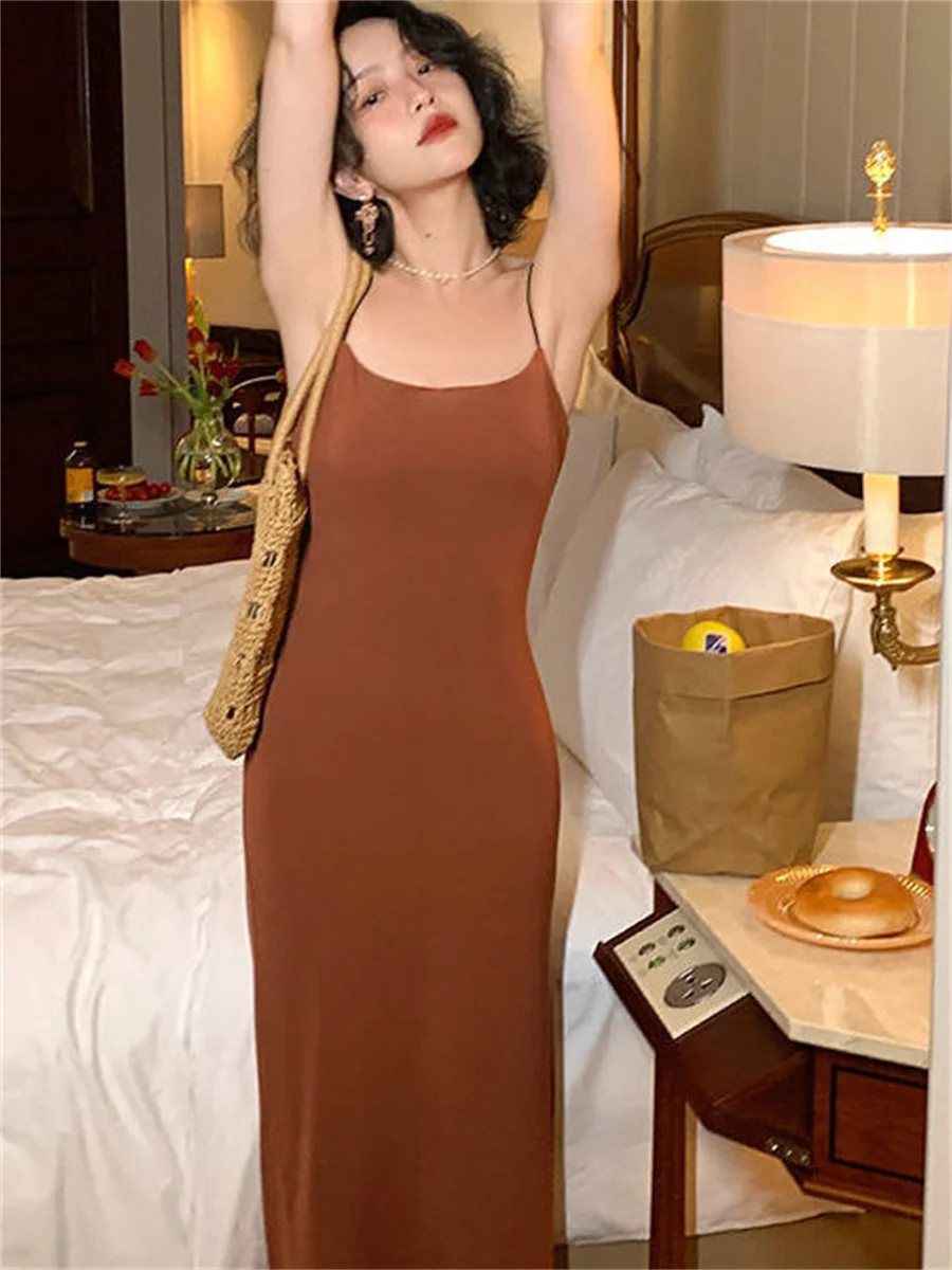 Женское платье-футляр в весенне-летнем стиле, женское сексуальное платье-футляр без рукавов на бретельках с разрезом, Vestidos SS177 3
