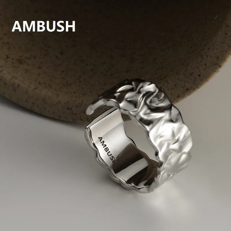 Простое плиссированное кольцо Xichuan Shizi AMBUSH из стерлингового серебра 925 пробы с кольцом для указательного пальца, небольшой дизайн, крутой стиль, высокое качество 0