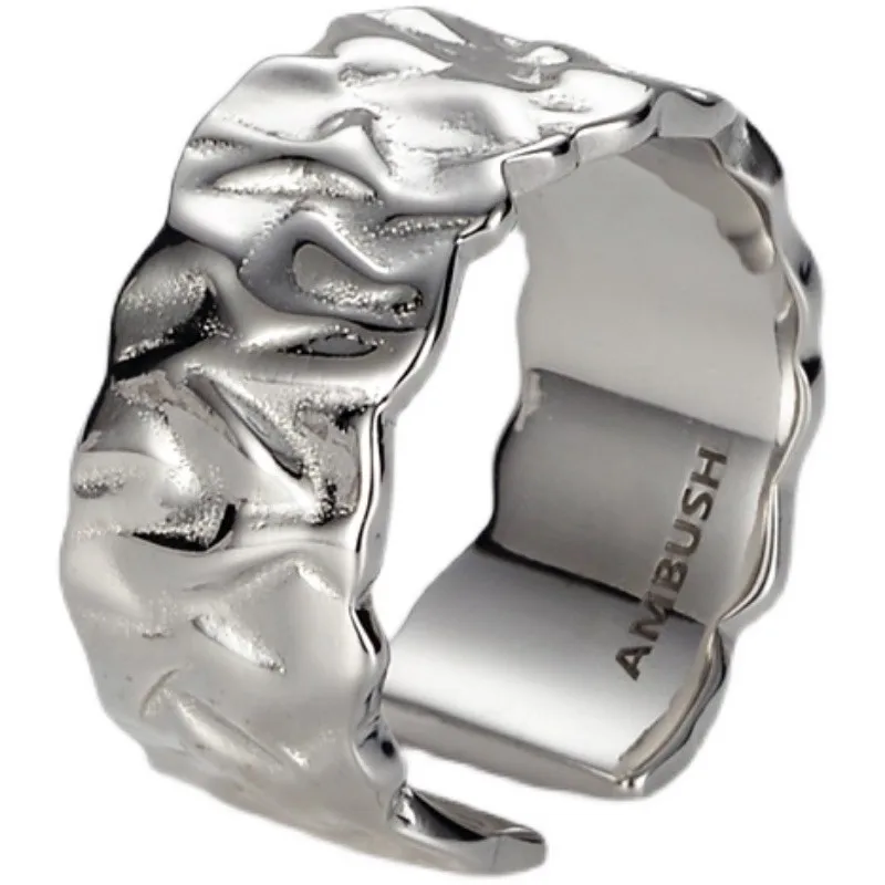 Простое плиссированное кольцо Xichuan Shizi AMBUSH из стерлингового серебра 925 пробы с кольцом для указательного пальца, небольшой дизайн, крутой стиль, высокое качество 4