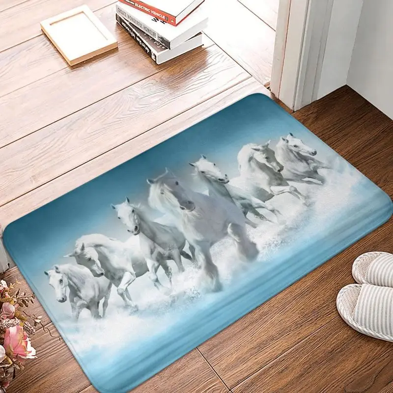 Изготовленный на заказ Классический коврик с рисунком бегущей лошади, нескользящий коврик для входной ванны, кухонного пола, дверного коврика, ковра для сада с животными 1