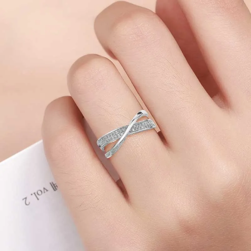 Новые классические Обручальные кольца 2022 года для женщин, модные двухцветные X-образные кольца с крестом, Ослепительное кольцо с фианитами, женские украшения для помолвки 1