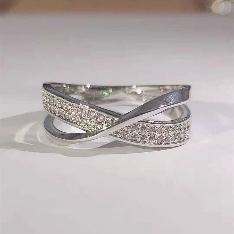 Новые классические Обручальные кольца 2022 года для женщин, модные двухцветные X-образные кольца с крестом, Ослепительное кольцо с фианитами, женские украшения для помолвки 2