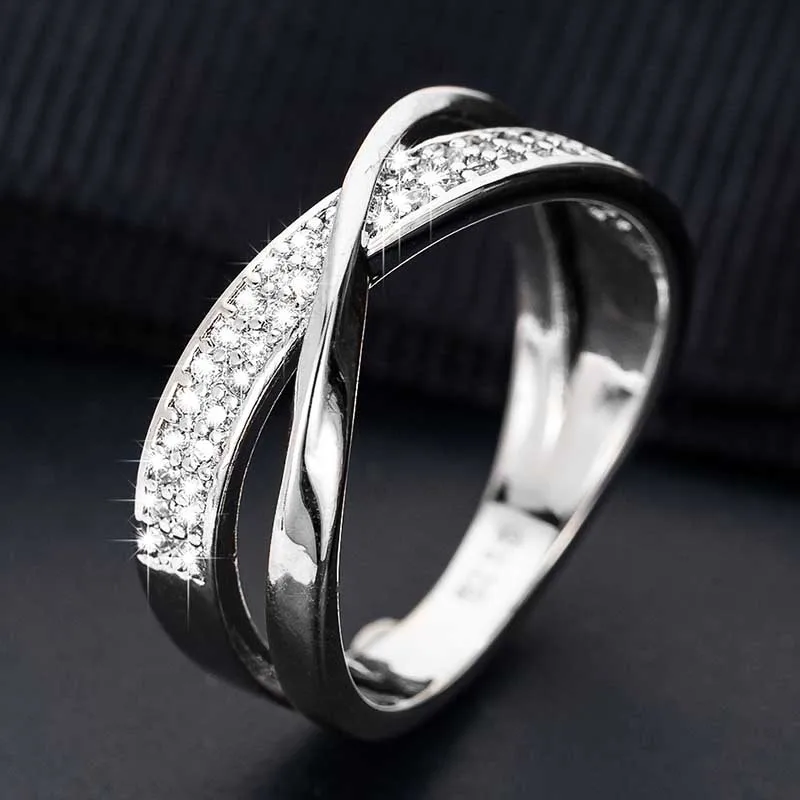 Новые классические Обручальные кольца 2022 года для женщин, модные двухцветные X-образные кольца с крестом, Ослепительное кольцо с фианитами, женские украшения для помолвки 3