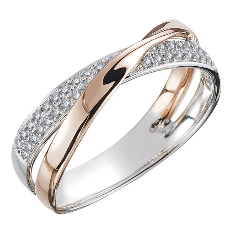 Новые классические Обручальные кольца 2022 года для женщин, модные двухцветные X-образные кольца с крестом, Ослепительное кольцо с фианитами, женские украшения для помолвки 4