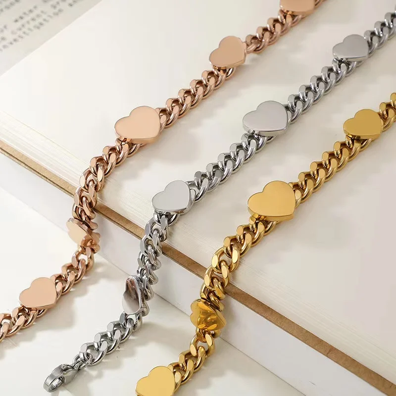 Браслеты-цепочки из нержавеющей стали для женщин, браслет из омаров, браслеты, украшения в виде сердечек, подарки для Помолвки 3