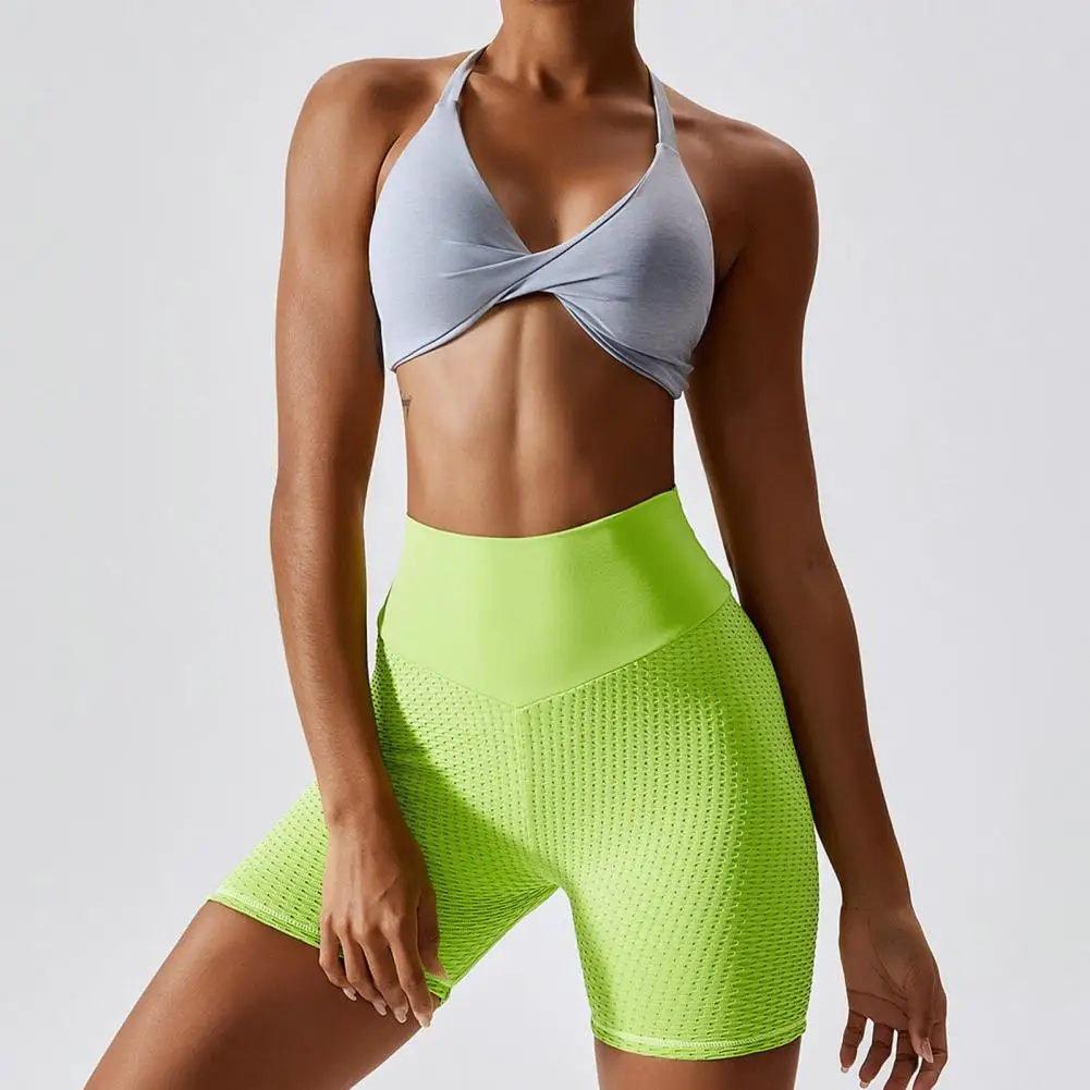 Женские шорты для йоги с высокой эластичностью, облегающая бесшовная одежда для тренировок из дышащего жаккардового переплетения, женские тренировочные короткие брюки, брюки 0