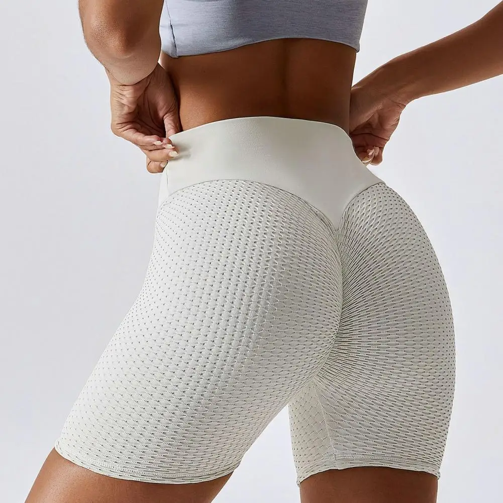 Женские шорты для йоги с высокой эластичностью, облегающая бесшовная одежда для тренировок из дышащего жаккардового переплетения, женские тренировочные короткие брюки, брюки 3