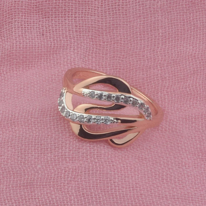 Женские Обручальные кольца FJ шириной 13 мм из розового золота 585 пробы с кубическим цирконием, Плетение Нового Смешанного белого цвета 3