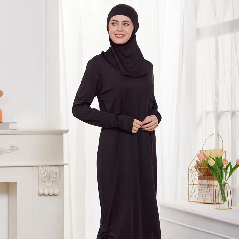 Мусульманские скромные буркини, женские купальники с длинным рукавом для всего тела, Исламский купальник, Пляжная одежда, комплекты шапочек-хиджабов для плавания 1