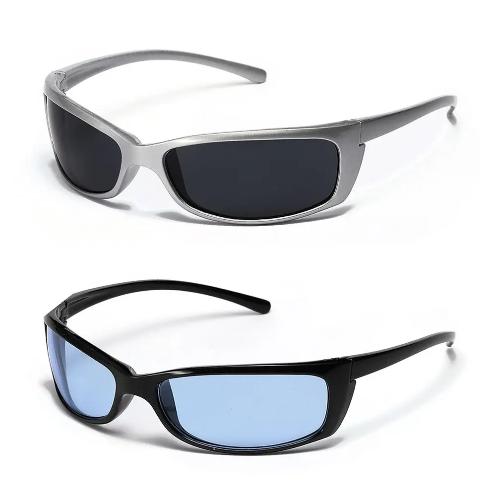 Модные серебряные очки UV400, обернутые вокруг солнцезащитных очков Y2K, солнцезащитные очки спортивных оттенков, солнцезащитные очки 1