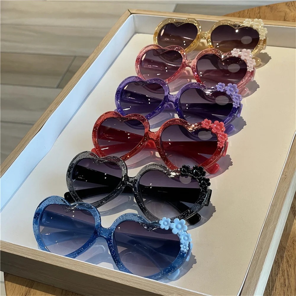 Милые детские солнцезащитные очки для девочек, цветные Прозрачные мультяшные очки для любви, Велосипедные очки для альпинизма на открытом воздухе, очки для мальчиков 1