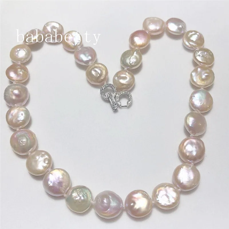 оптовые продажи пресноводного 12-13 мм натурального белого светло-розового нерегулярного жемчужного ожерелья reborn keshi 1