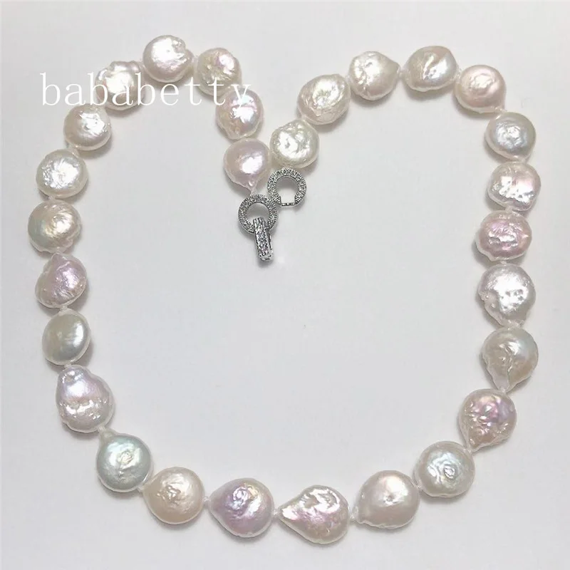 оптовые продажи пресноводного 12-13 мм натурального белого светло-розового нерегулярного жемчужного ожерелья reborn keshi 3