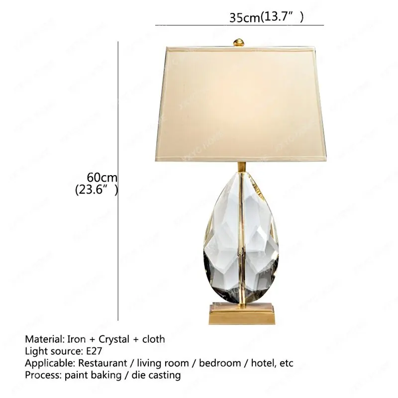 AOSONG Lampu Meja Redup Lampu Meja Kristal Emas LED Kontemporer Dekoratif Mewah untuk Kamar Tidur Rumah 4