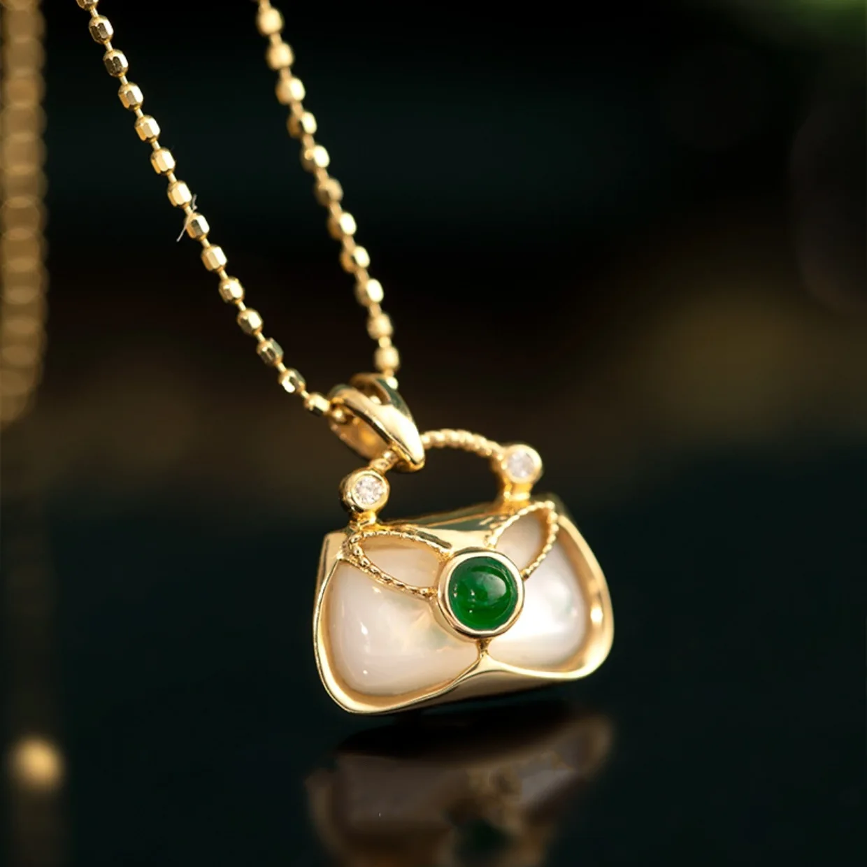 Ожерелье с подвеской в виде изумрудной раковины, женский дизайн, золотая высококачественная цепочка для свитера на ключицах 1