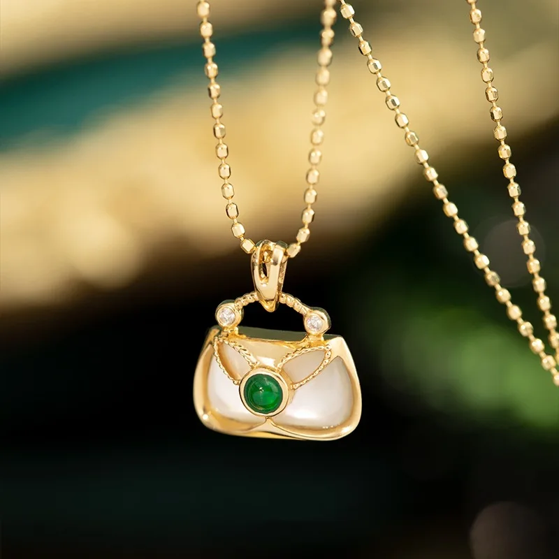 Ожерелье с подвеской в виде изумрудной раковины, женский дизайн, золотая высококачественная цепочка для свитера на ключицах 2