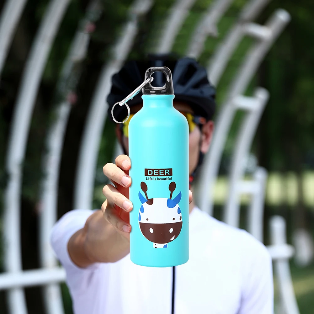 Спортивная бутылка для питья объемом 500 мл, герметичная чашка для воды с мультяшными животными, алюминиевая дорожная бутылка для путешествий / пеших прогулок / езды на велосипеде /бега 2