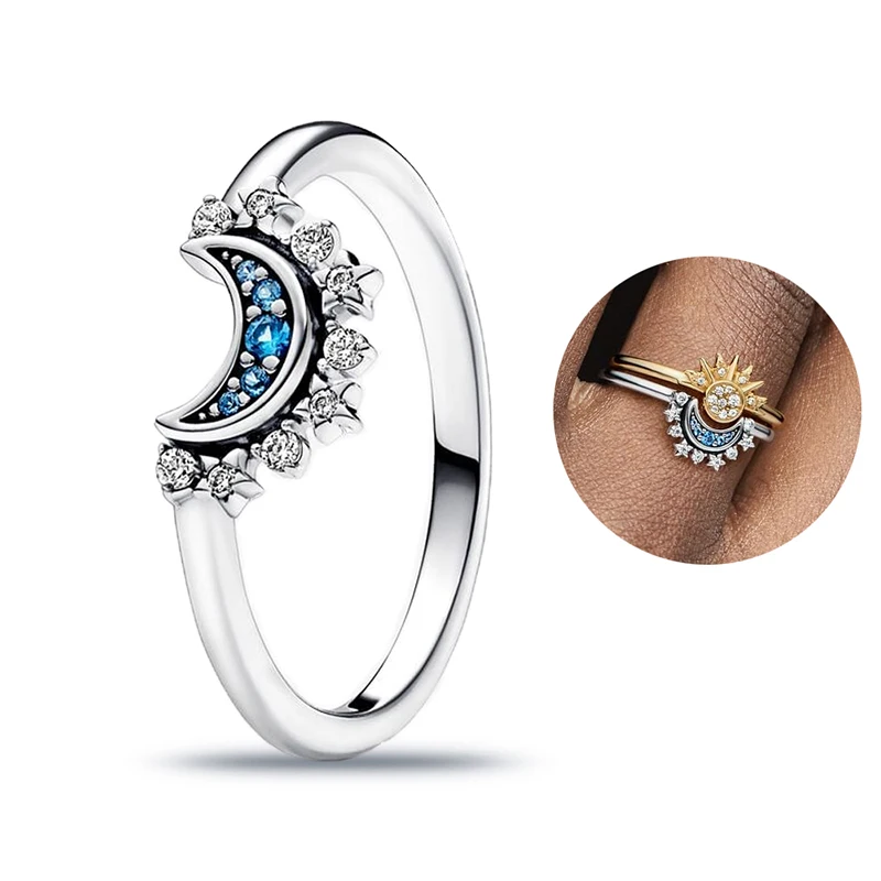 Различные стили Кольцо-капелька из стерлингового серебра S925 пробы, Лунное кольцо, Солнечное кольцо, кольцо из розового золота с бриллиантами, подарок на годовщину ювелирных изделий своими руками 1