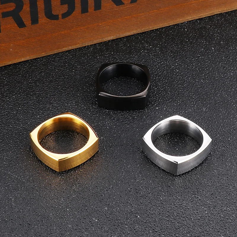 Простое матовое кольцо ins wind fashion, квадратное мужское кольцо из нержавеющей стали с матовым покрытием 2