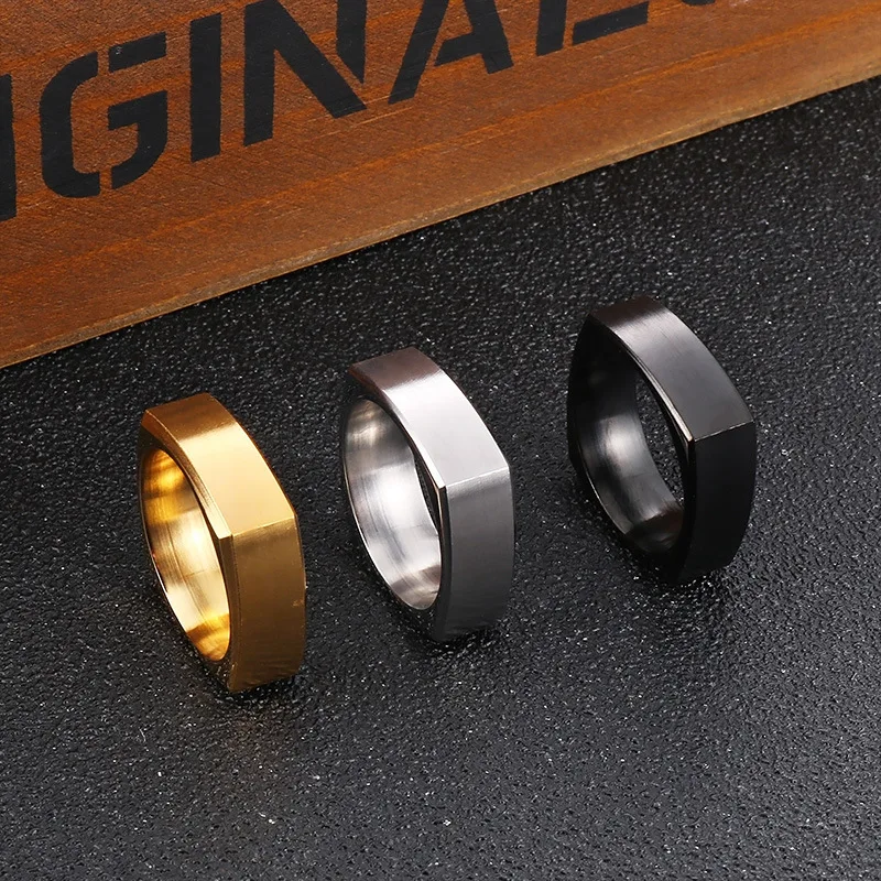 Простое матовое кольцо ins wind fashion, квадратное мужское кольцо из нержавеющей стали с матовым покрытием 3