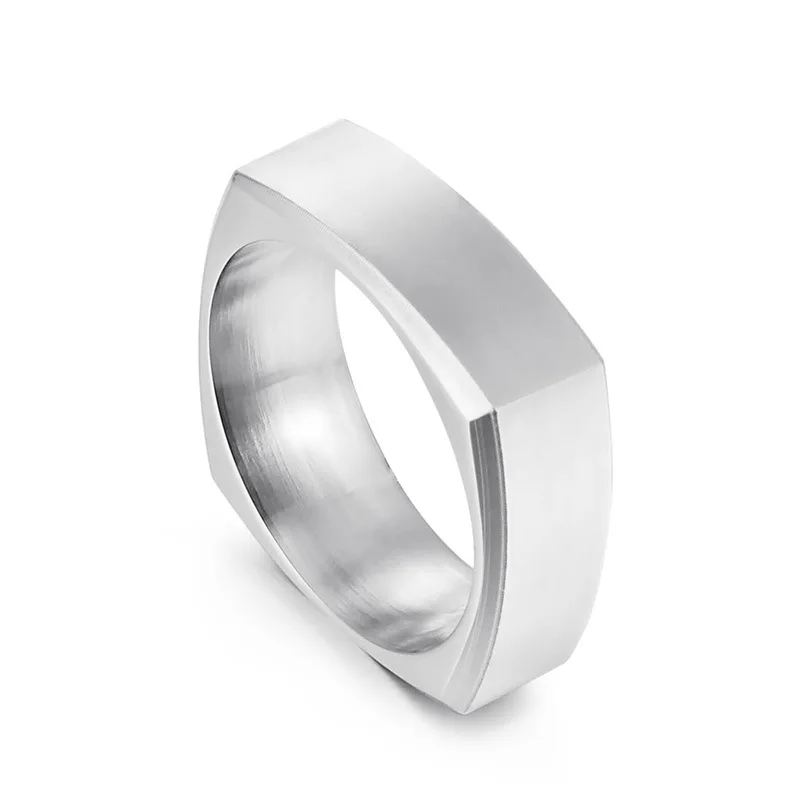 Простое матовое кольцо ins wind fashion, квадратное мужское кольцо из нержавеющей стали с матовым покрытием 4