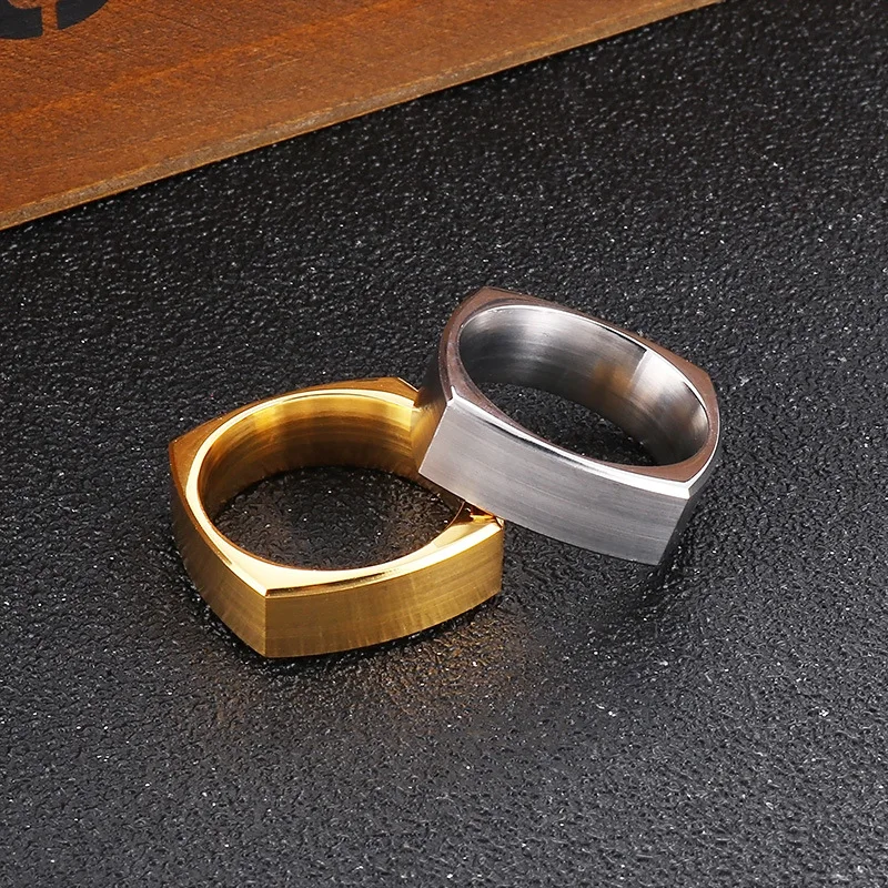 Простое матовое кольцо ins wind fashion, квадратное мужское кольцо из нержавеющей стали с матовым покрытием 5