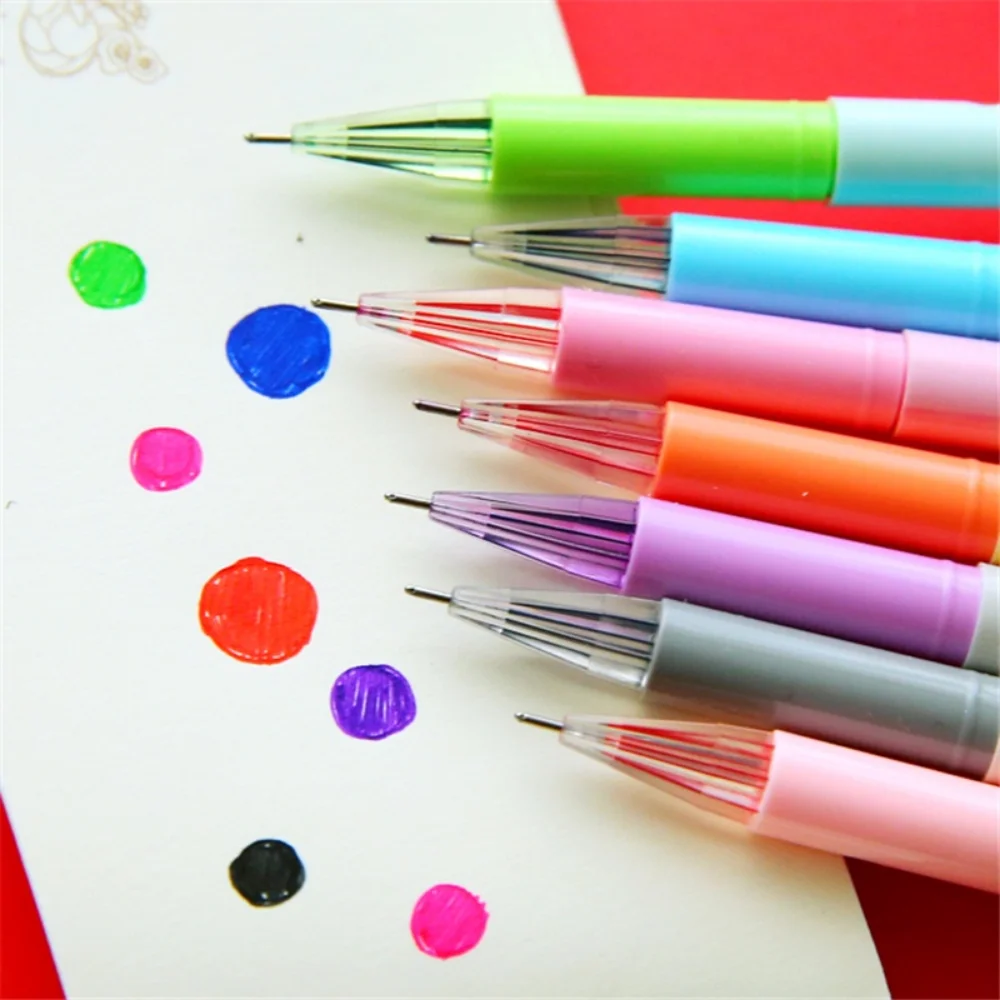 12шт цветов Прямая жидкая гелевая ручка, быстросохнущие цветные гелевые ручки большой емкости, ручки-роллеры 0,38 мм, школьные канцелярские принадлежности 4