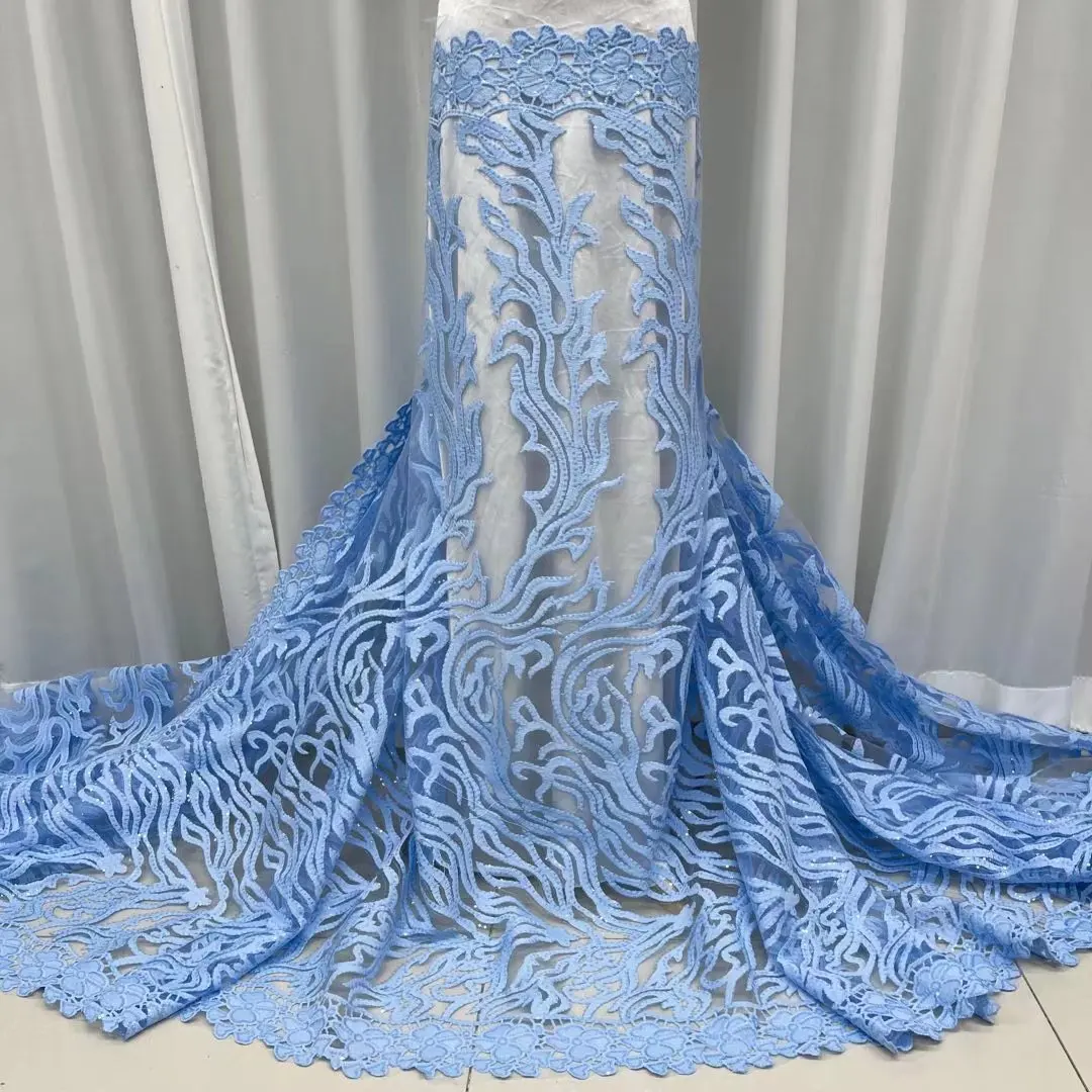 Фиолетовая кружевная ткань в африканскую сетку Gold Line с блестками для свадебного платья 2023, высококачественная вышивка, французская кружевная ткань из тюля 2