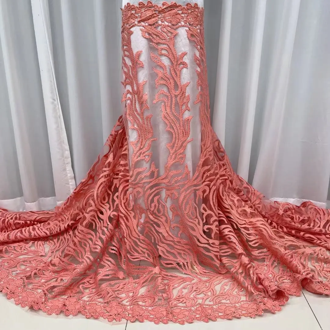 Фиолетовая кружевная ткань в африканскую сетку Gold Line с блестками для свадебного платья 2023, высококачественная вышивка, французская кружевная ткань из тюля 4