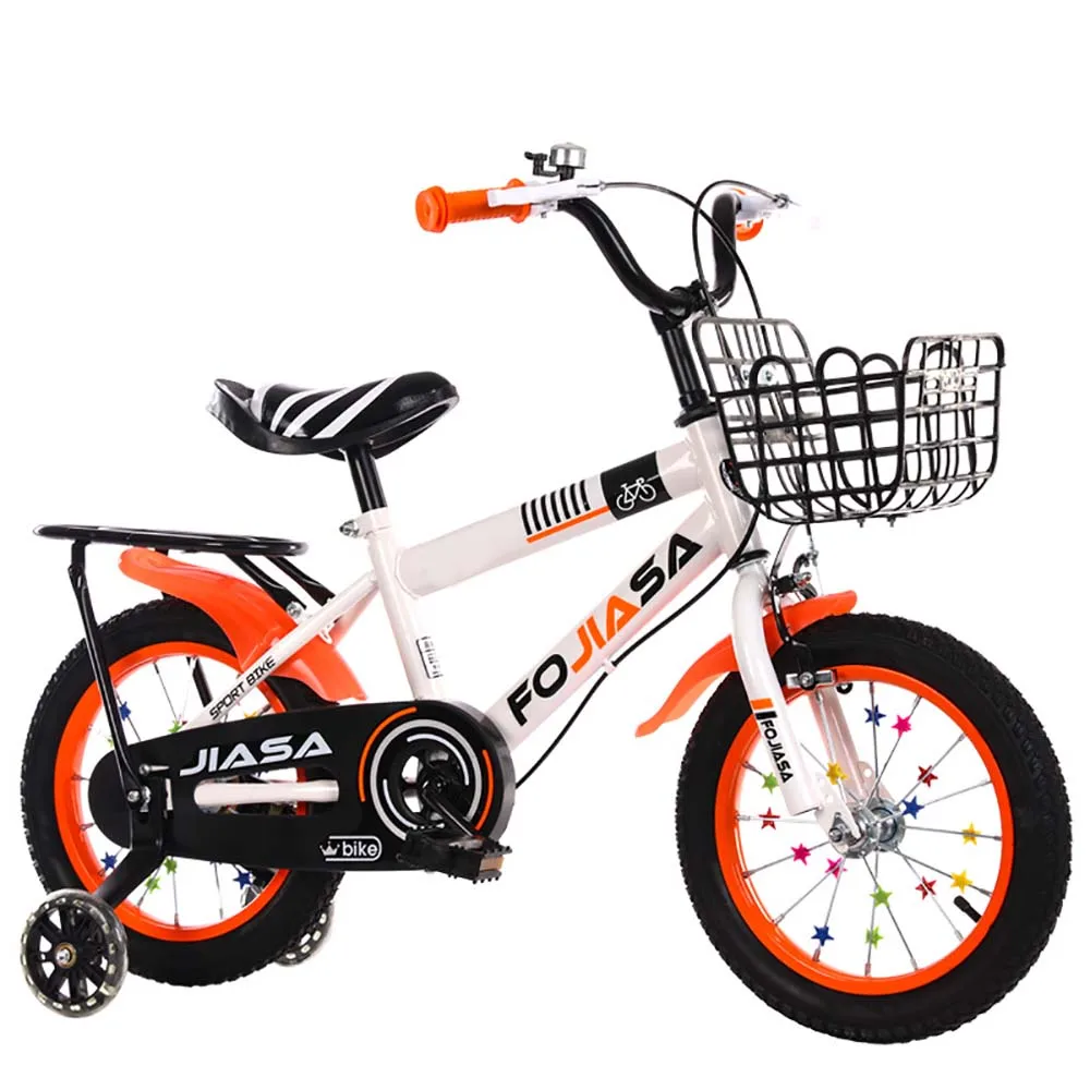 Детский велосипед для мальчиков и девочек Велосипедное тренировочное колесо Flash с корзиной для тележки Рама из высокоуглеродистой стали Ступица со звездами 0