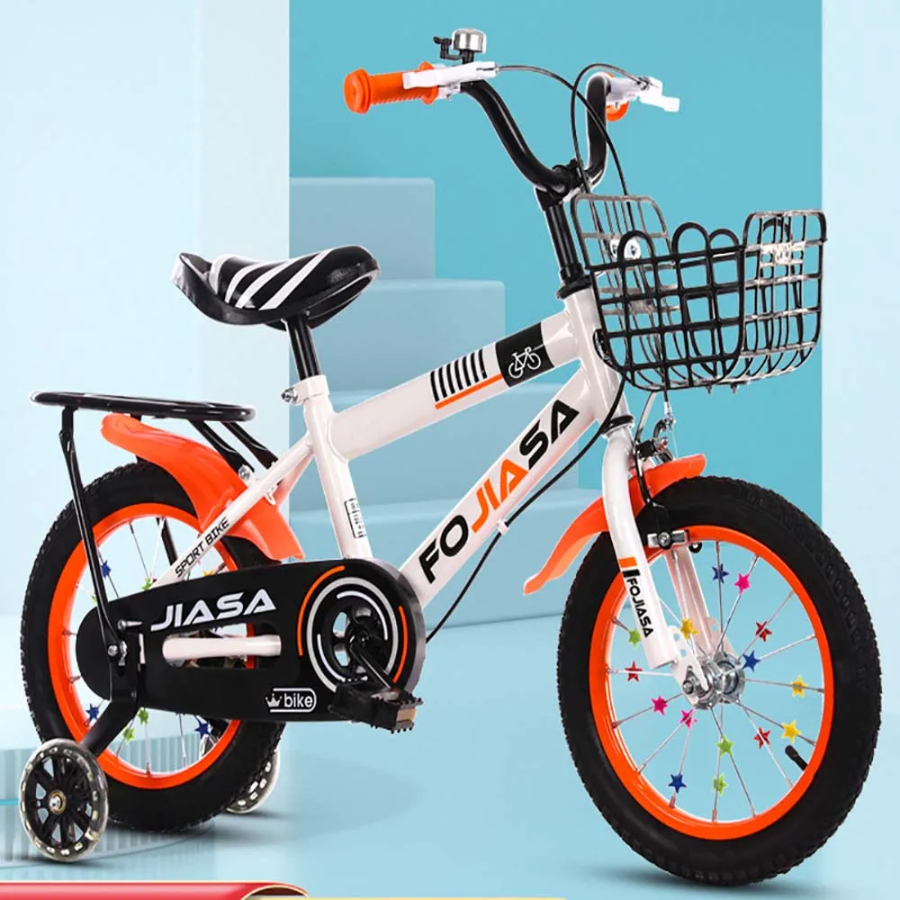 Детский велосипед для мальчиков и девочек Велосипедное тренировочное колесо Flash с корзиной для тележки Рама из высокоуглеродистой стали Ступица со звездами 1