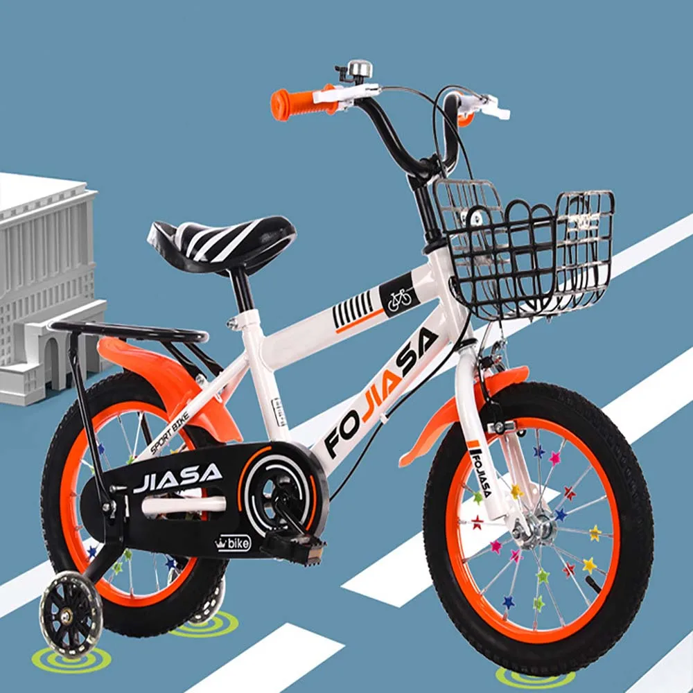 Детский велосипед для мальчиков и девочек Велосипедное тренировочное колесо Flash с корзиной для тележки Рама из высокоуглеродистой стали Ступица со звездами 2