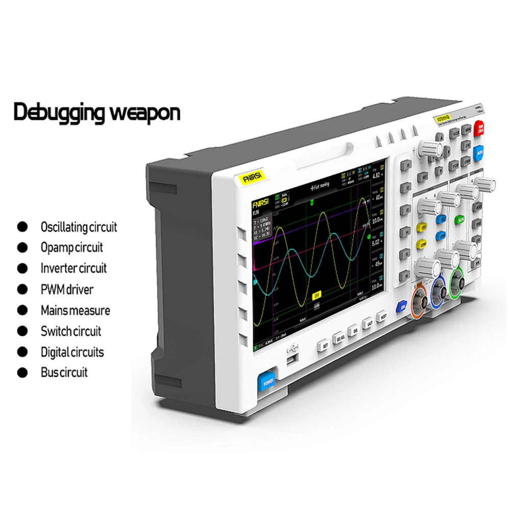 Цифровой осциллограф FNIRSI-1014D 2 в 1, Двухканальный генератор входных сигналов 100 МГц * 2, Аналитическая полоса пропускания 1 Гса/с, Частота дискретизации 2