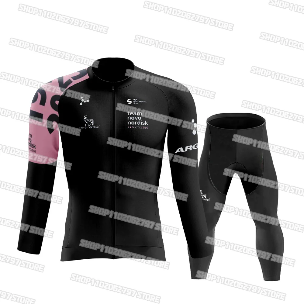 2023 Team Novo Nordisk Комплект велосипедной майки, Нагрудник, Комплект с длинным рукавом, Конъюнктурная одежда для шоссейных велосипедов, Костюм, Велосипедная рубашка 2