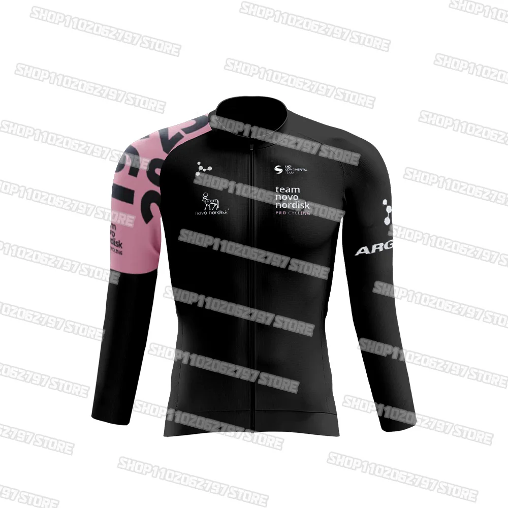 2023 Team Novo Nordisk Комплект велосипедной майки, Нагрудник, Комплект с длинным рукавом, Конъюнктурная одежда для шоссейных велосипедов, Костюм, Велосипедная рубашка 3