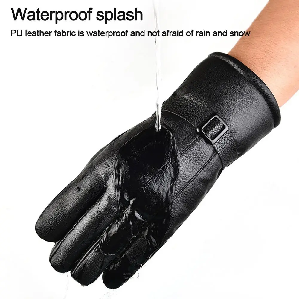 Мужские перчатки, черные зимние варежки, сохраняющие тепло, ветрозащитные перчатки для вождения с сенсорным экраном, мужские осенне-зимние перчатки из искусственной кожи, Деловые 3