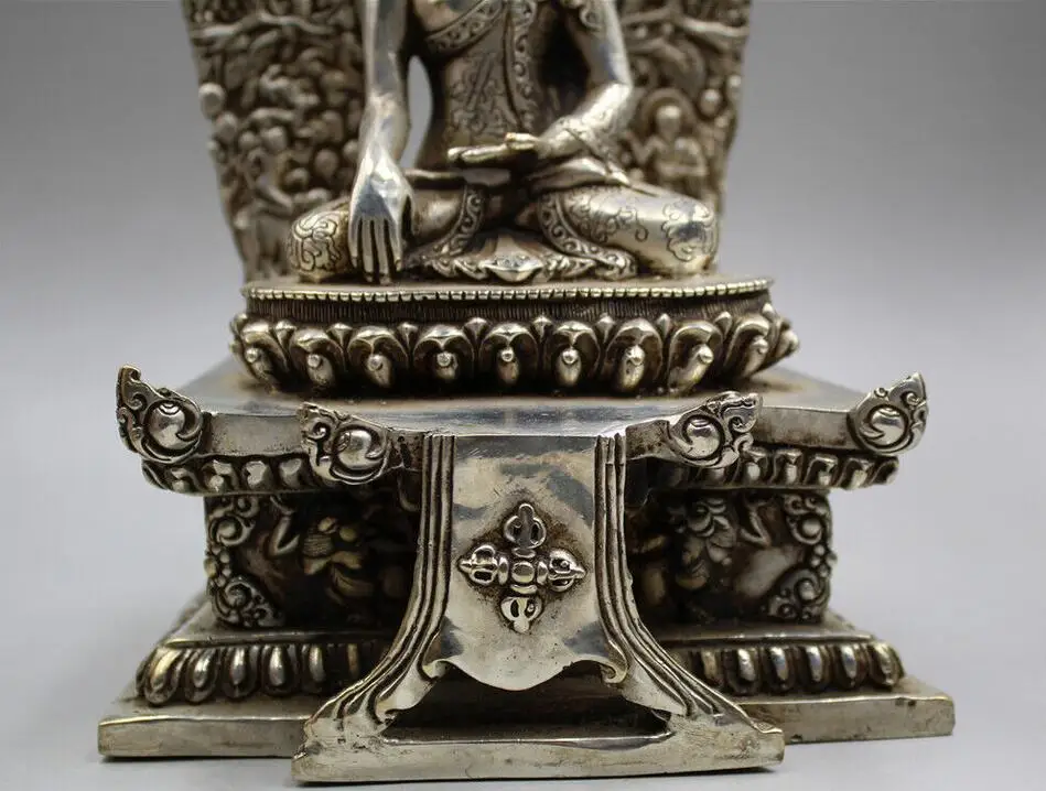 Китай, Старый Тибет, серебряная статуя Будды Шакьямуни Амитабхи ручной работы 1