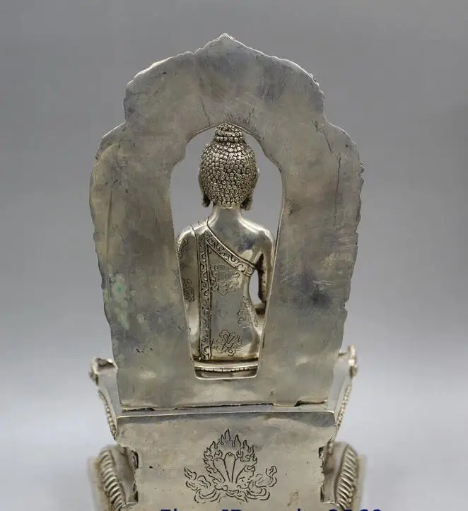 Китай, Старый Тибет, серебряная статуя Будды Шакьямуни Амитабхи ручной работы 5