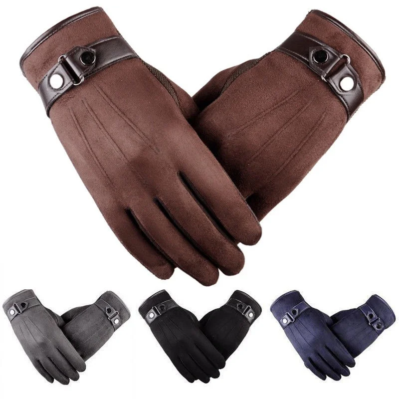 Мужские зимние перчатки для вождения из замши с флисовой подкладкой с сенсорным экраном для телефона 1