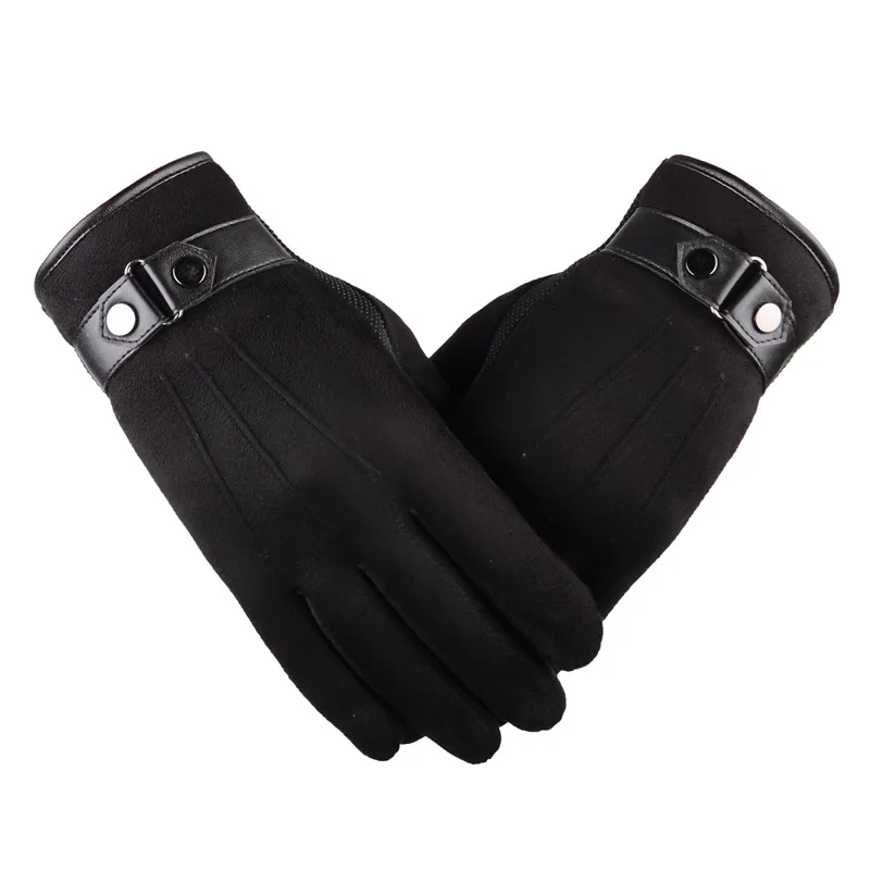Мужские зимние перчатки для вождения из замши с флисовой подкладкой с сенсорным экраном для телефона 5