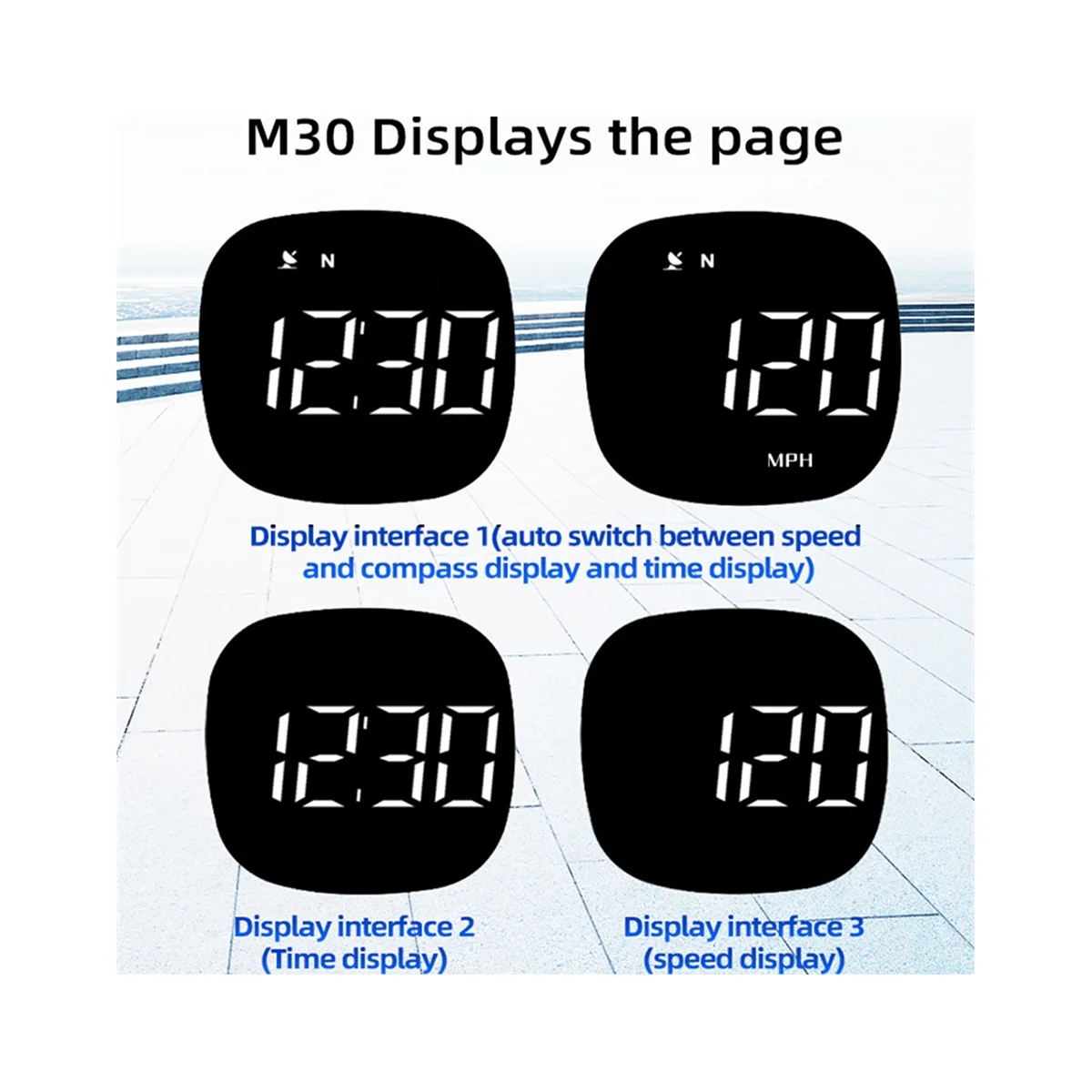 Универсальный HUD GPS Спидометр M30 Автомобильные часы Электронный компас Напоминание об усталости при вождении автомобиля мотоцикла с зеленой подсветкой 2