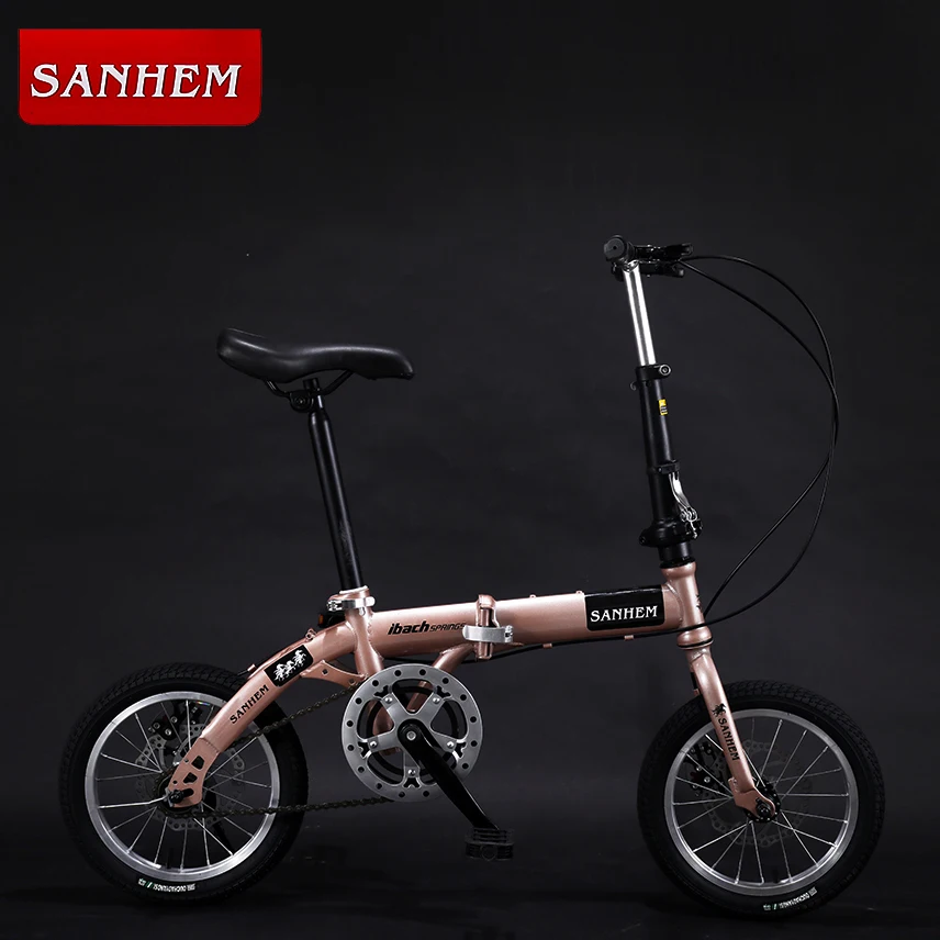 14-дюймовый складной мини-ультралегкий портативный велосипед для взрослых детей студентов мужчин и женщин с регулируемой скоростью вращения 1