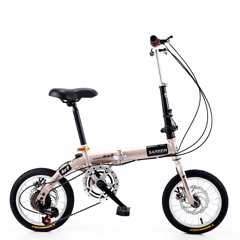 14-дюймовый складной мини-ультралегкий портативный велосипед для взрослых детей студентов мужчин и женщин с регулируемой скоростью вращения 4