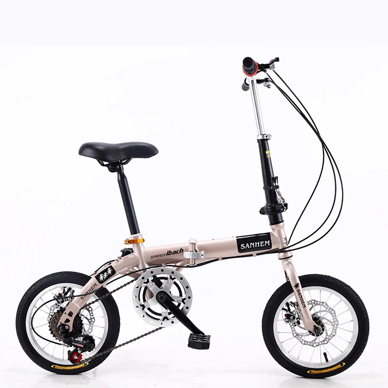 14-дюймовый складной мини-ультралегкий портативный велосипед для взрослых детей студентов мужчин и женщин с регулируемой скоростью вращения 5