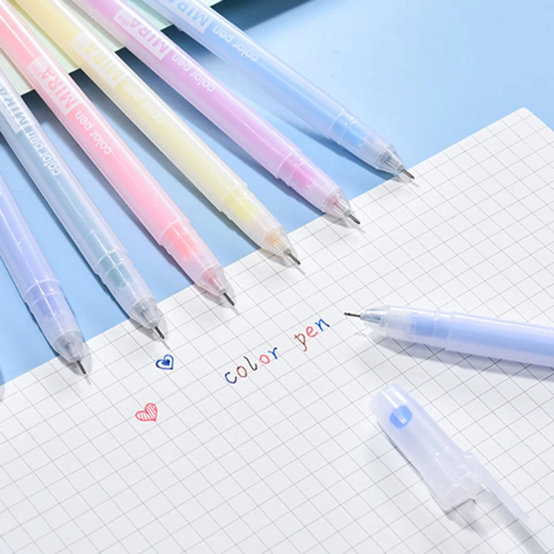 12 Цветная Гелевая Ручка Прозрачный Простой Стиль 0,5 мм шариковая ручка для журнала Милые Школьные стационарные принадлежности 0