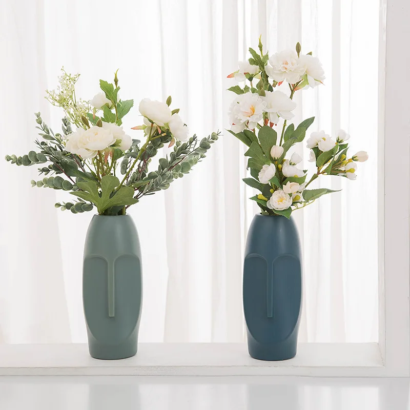Креативная пластиковая ваза с имитацией глазури, цветочная композиция для гостиной, современное простое и абстрактное украшение из сухих цветов 0