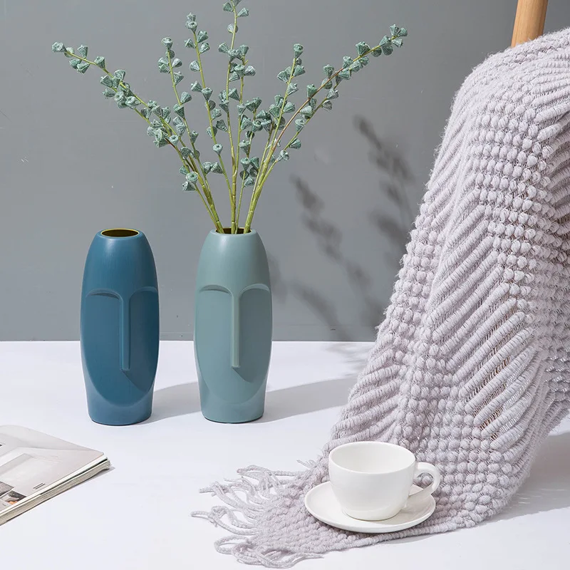 Креативная пластиковая ваза с имитацией глазури, цветочная композиция для гостиной, современное простое и абстрактное украшение из сухих цветов 2