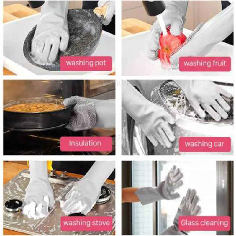 Перчатки Для мытья посуды Силиконовые Перчатки Для Мытья посуды Кухонные Принадлежности Чистящие Бытовые Инструменты Чистая Автомобильная Щетка Для Домашних Животных Перчатка 5